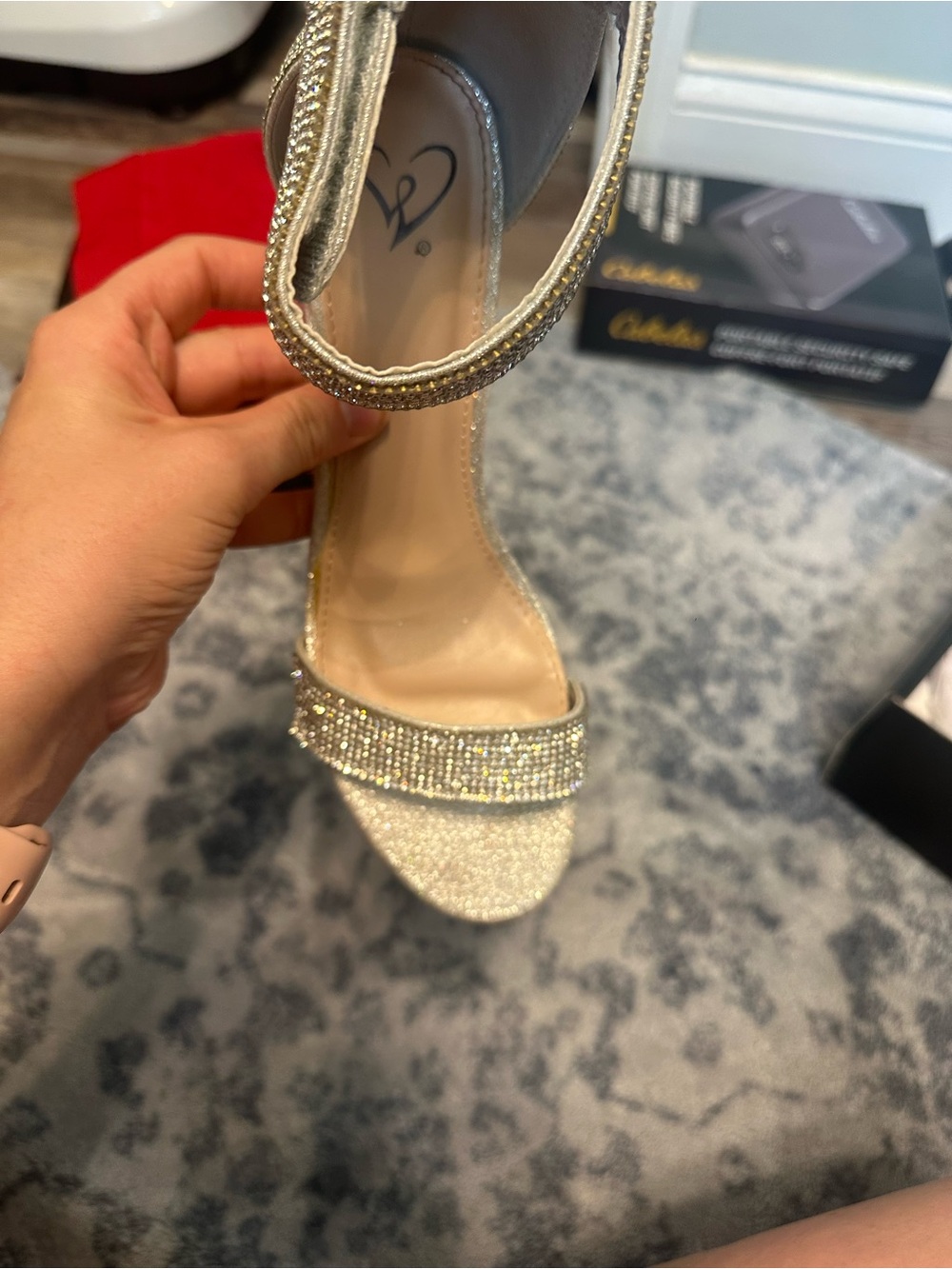 Windsor Rhinestone Block Heel Sandals - Gold - Picture 3 of 4